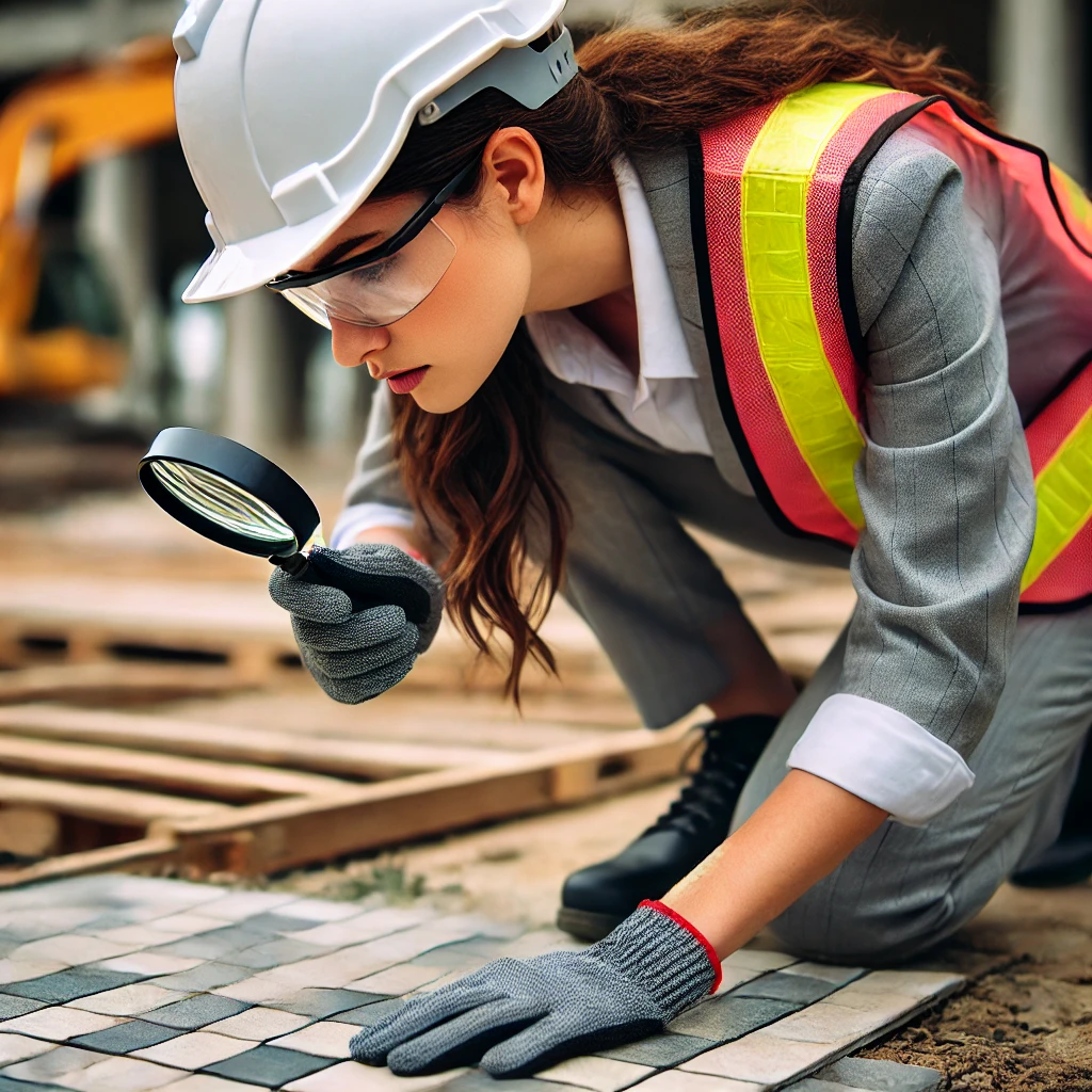 Engineer checking tiles quality 1