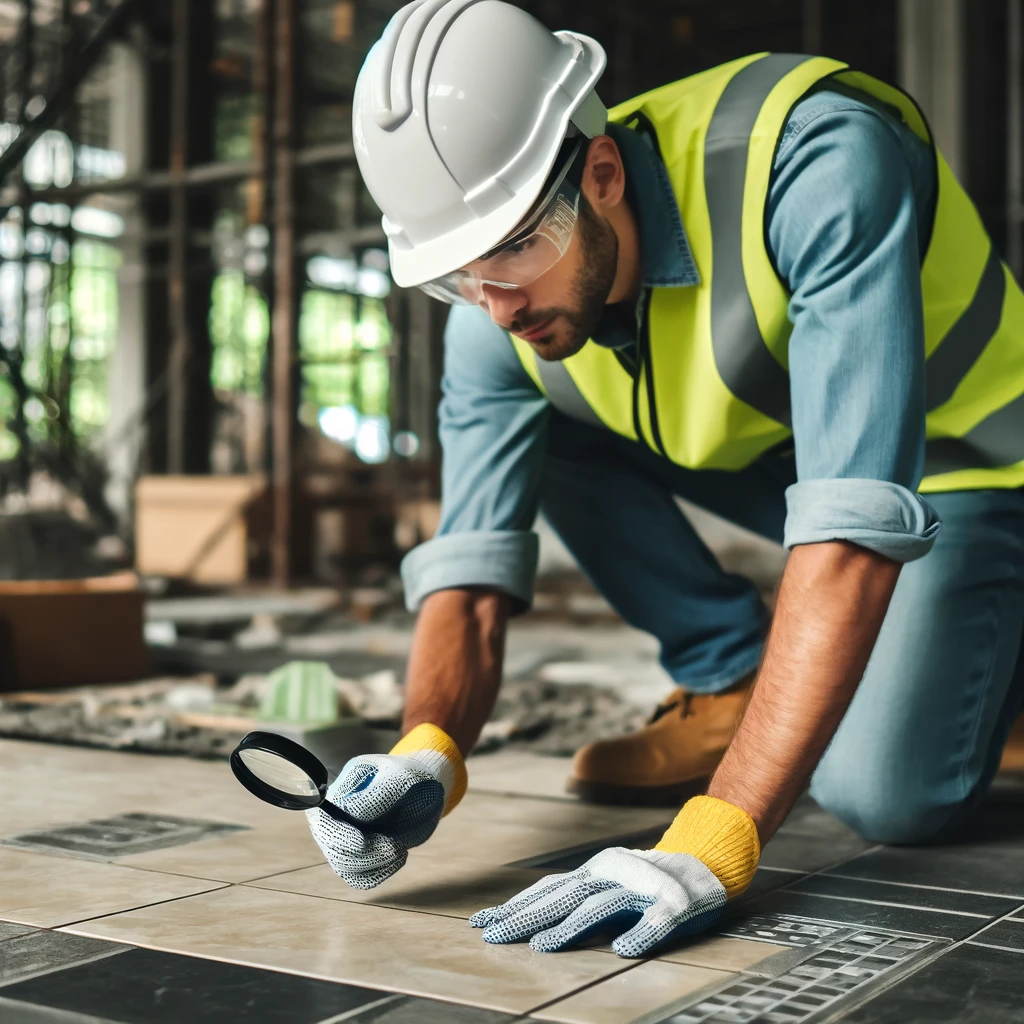 Engineer checking tiles quality 2 