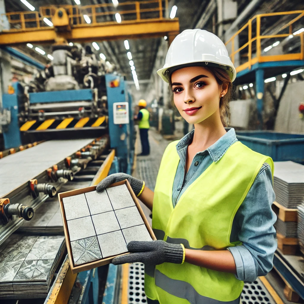 Engineer checking tiles quality 3