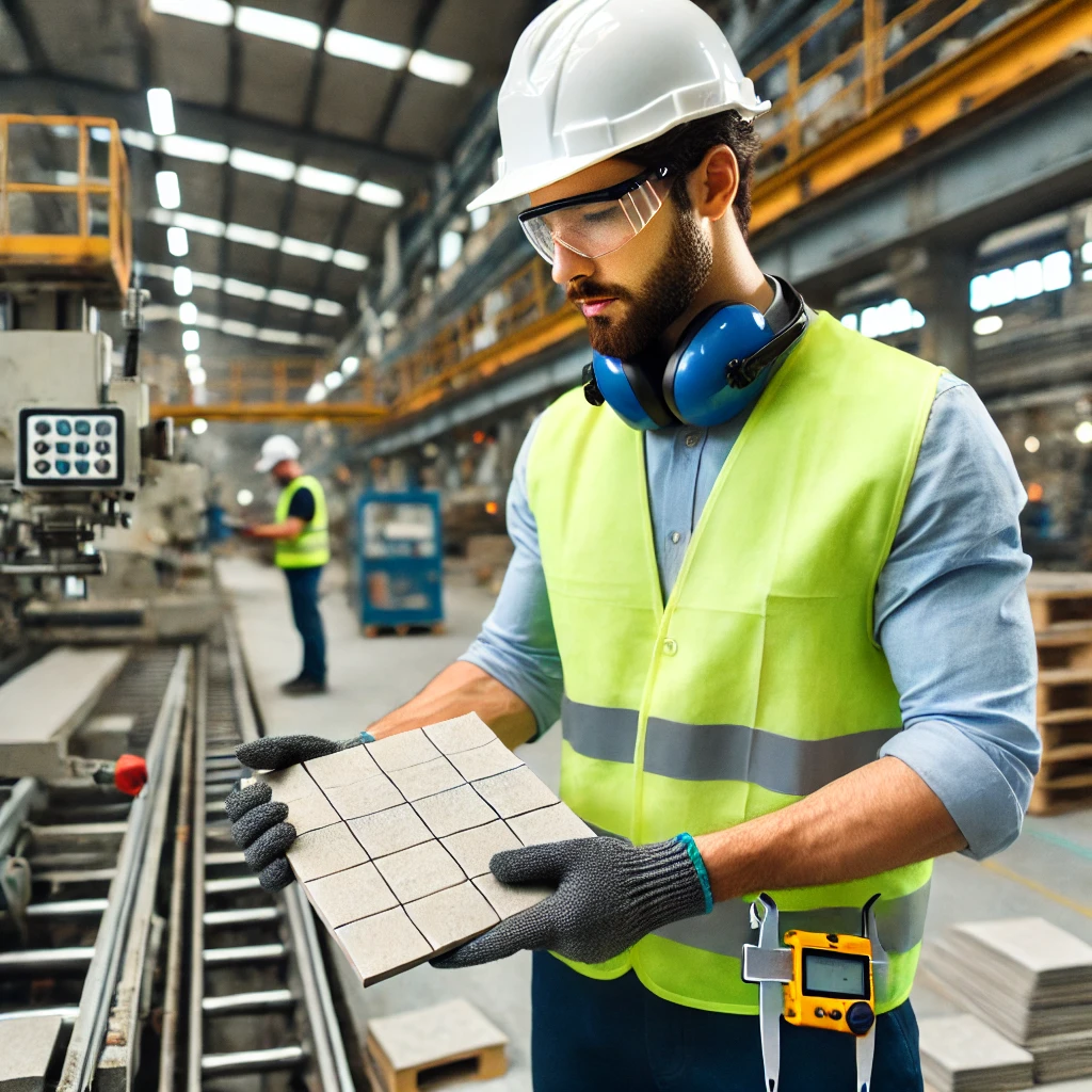 Engineer checking tiles quality 4